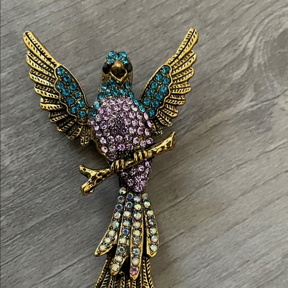 Artisan Gold and Pink Bird Brooch - Picture 8 of 11